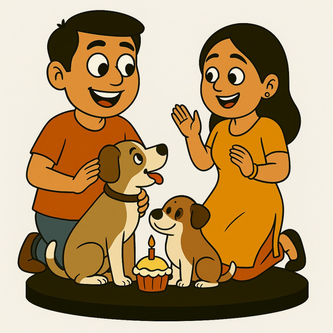 Piktoon Caricature for Dog-Loving Couple