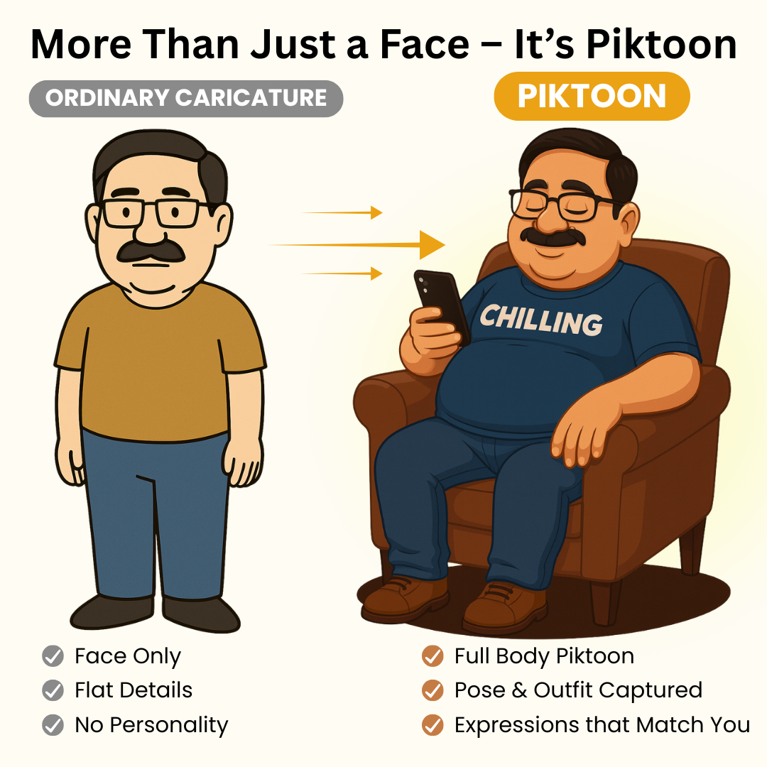Piktoon Pose-to-Art Caricature – Your Moment, Our Magic