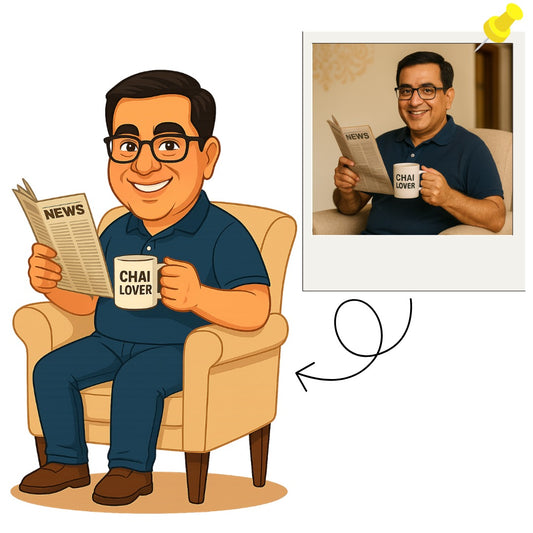 Piktoon Caricature Birthday Gift for Chai Lover Dad