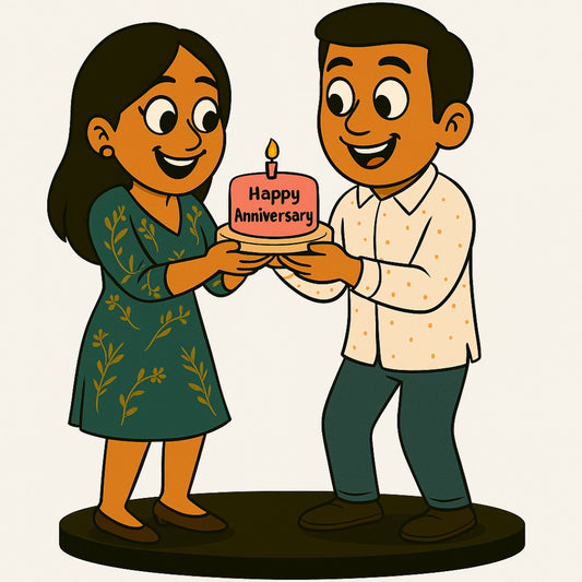 Piktoon Cake Moment Caricature Gift for Girlfriend – One Candle, A Thousand Feelings