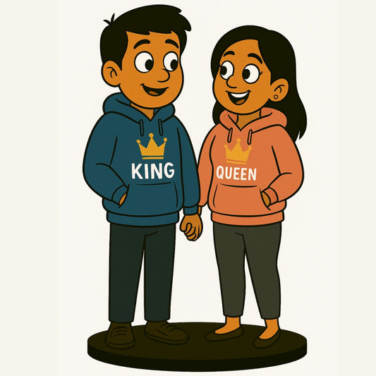 Piktoon Caricature Gift for Boyfriend – King and Queen Forever