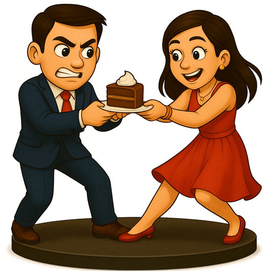 Piktoon Brother-Sister Fighting Over Cake Caricature