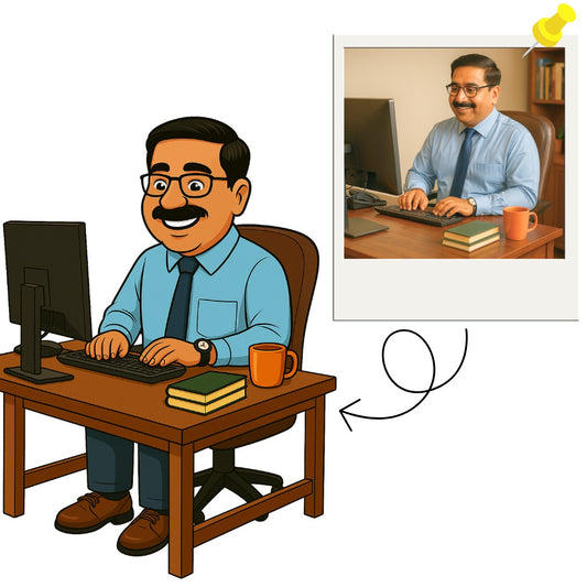 Piktoon Office Desk Caricature Gift for Father